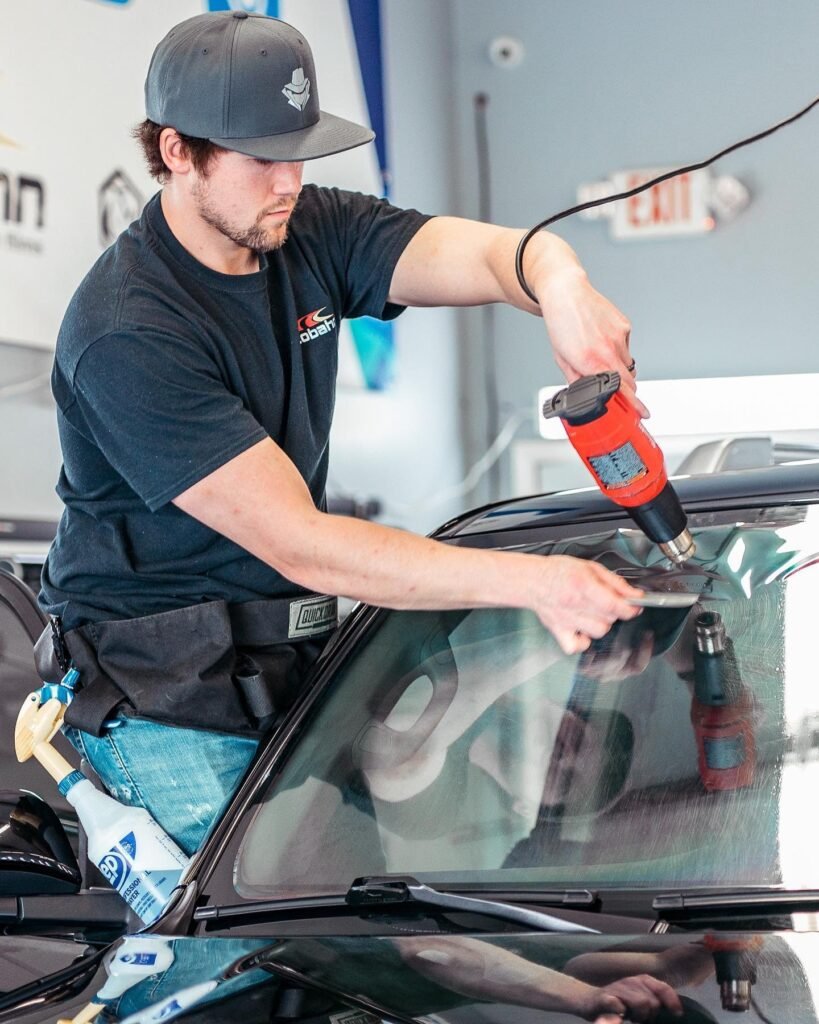Premium ceramic window film applied to vehicle glass